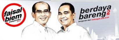 Logotipo electoral de la candidatura Faisal Basri (izquierda) y Biem Benyamin (derecha)